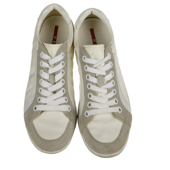 PRADA Colorblock Pattern  Low Top Sneakers Size: 8  white VERY good condition - Picture 3 of 7